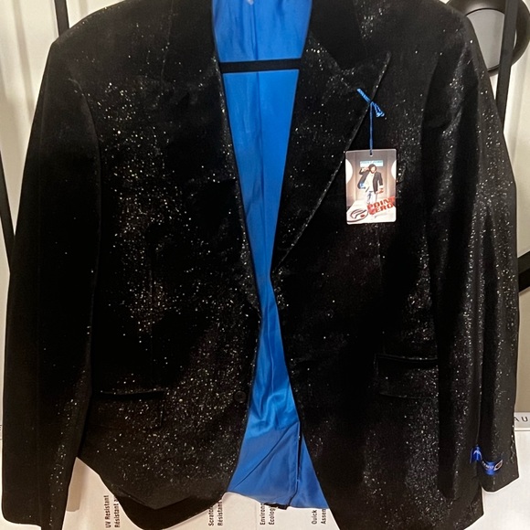 Point zero men’s black outside with a sparkle and blue inside sports blazer - Picture 3 of 9